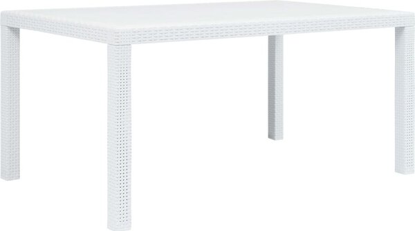 Maison Exclusive - Záhradný stôl biely 150x90x72 cm plastový ratanový vzhľad