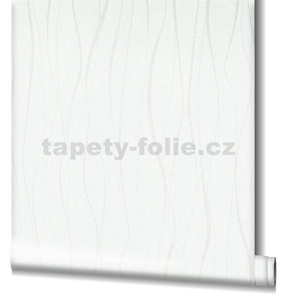 Vliesové tapety na stenu Ivy 82318, vlnovky metalicky biele na bielom podklade, rozmer 10,05 m x 0,53 m, NOVAMUR 6813-10