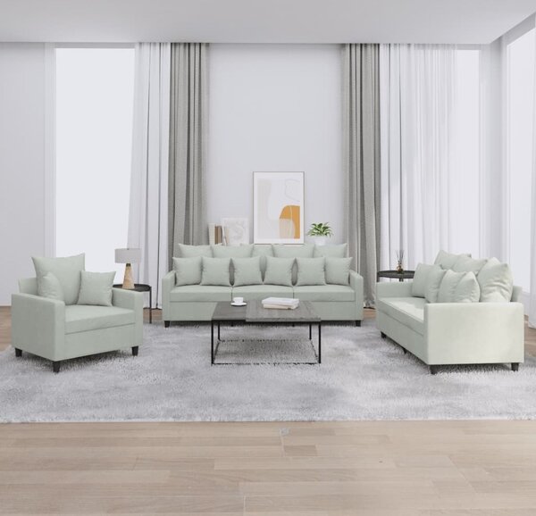 Maison Exclusive – 3-dielna sedacia súprava s vankúšmi, svetlosivý zamat