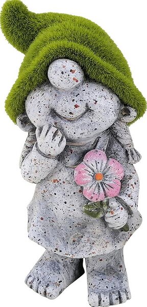 Dekorácia MagicHome, Dievčatko so zeleným klobúkom, keramika, 9,5x6,5x17,8 cm