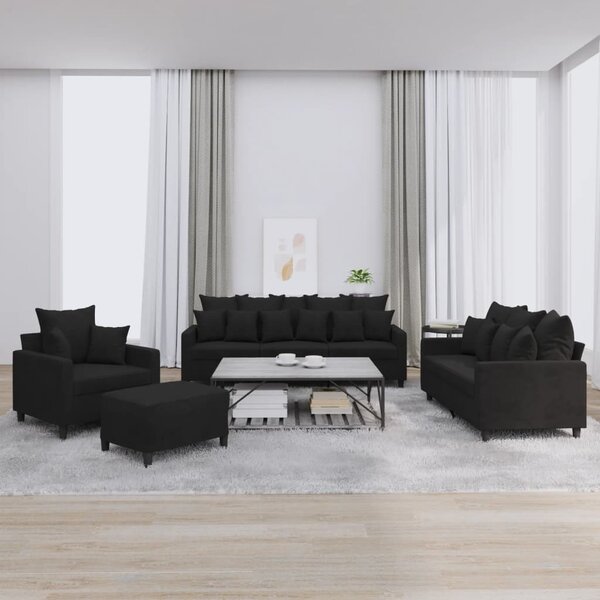 Maison Exclusive – 4-dielna sedacia súprava s vankúšmi, čierny zamat