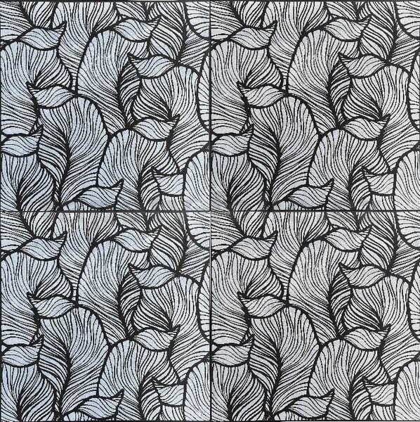 Stropné panely 3D XPS 0001, rozmer 50 cm x 50 cm, listy strieborné , IMPOL TRADE