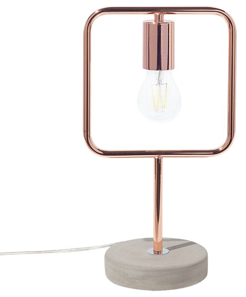 Stolná lampa kovová v medenej farbe stojan v betónovom vzhľade industriálna