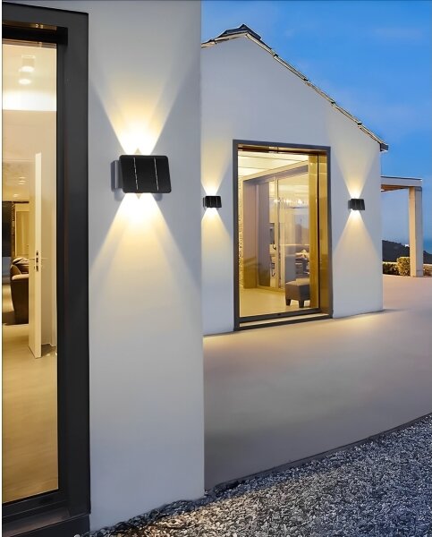 LED Solárne nástenné svietidlo 4xLED/1,5W/3,7V 1500 mAh IP54 čierna
