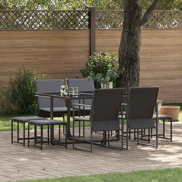 Maison Exclusive - Záhradný jedálenský set 9 pcs Čierna Oceľ
