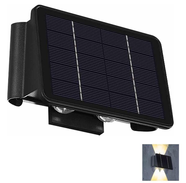 LED Solárne nástenné svietidlo 4xLED/1,5W/3,7V 1500 mAh IP54 čierna