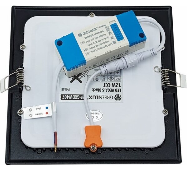 LED Podhľadové svietidlo VEGA LED/12W/230V 2900/3900/5800K 17,5x17,5 cm čierna