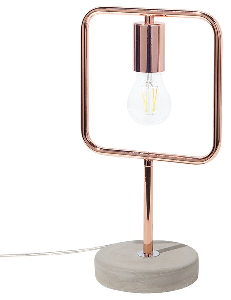 Stolná lampa kovová v medenej farbe stojan v betónovom vzhľade industriálna