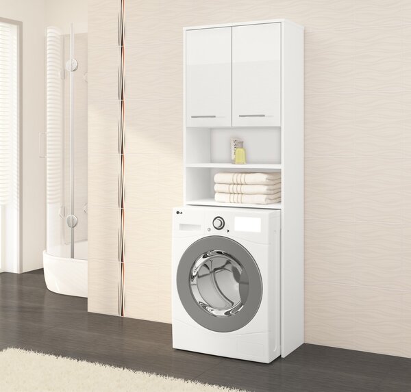 Ak furniture Kúpeľňová skrinka nad práčku Fín biela lesk