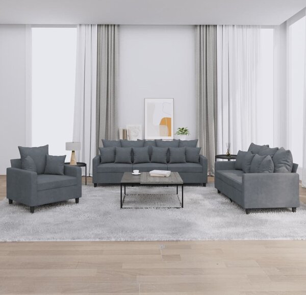 Maison Exclusive – 3-dielna sedacia súprava s vankúšmi, tmavošedý zamat