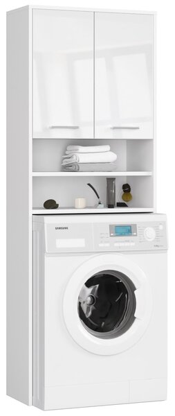 Ak furniture Kúpeľňová skrinka nad práčku Fín biela lesk