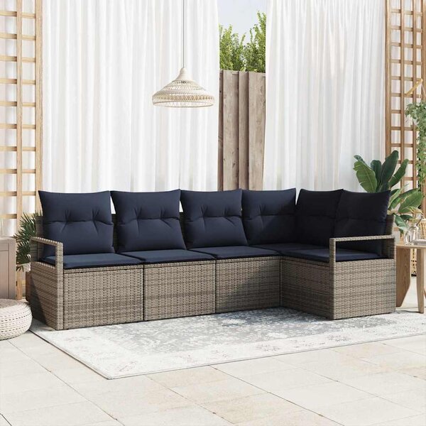 Maison Exclusive – Sedacia súprava, 5 kusov, sivá [syntetický materiál]: Polyratan
