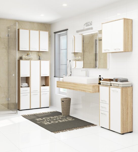 Ak furniture Kúpeľňová skrinka nad práčku Fin dub sonoma/biela