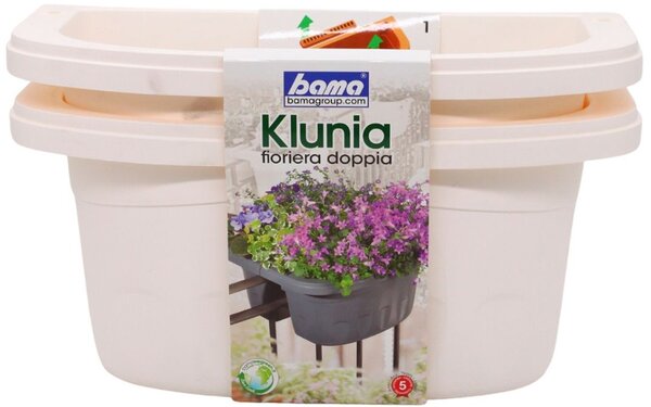 BAMA Závesný kvetináč na zábradlie KLUNIA, 40 cm, farba krémová Množstvo: 1 ks