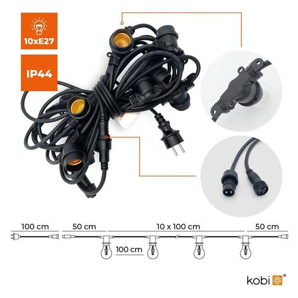 LED girlanda MIMOSA 2 10M 10xE27 IP44
