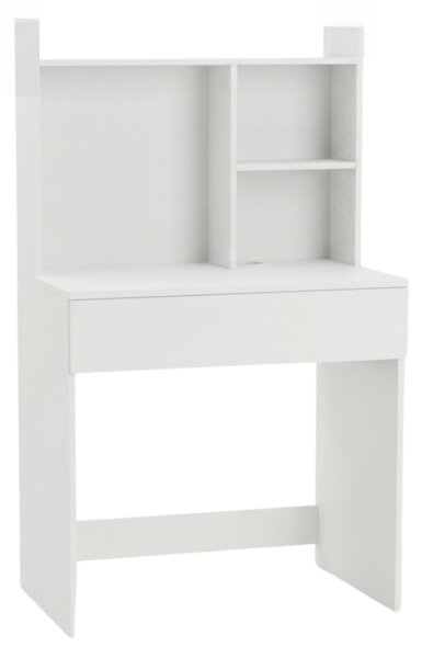 Písací stôl na počítač ComfortCove, biely, 90 cm, s nadstavbou, policou a zásuvkou, priestorovo úsporný, moderný
