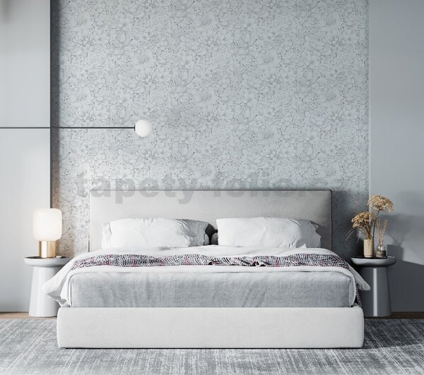 Vliesové tapety na stenu Botanica 33952, rozmer 10,05 m x 0,53 m, kvety netraskov bielo-sivé, MARBURG