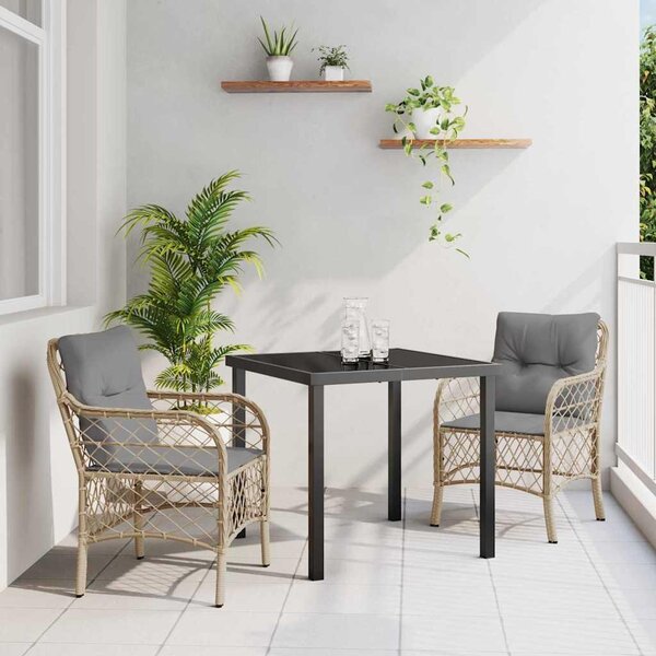 Maison Exclusive – Záhradná jedálenská súprava, 3 kusy, béžová, umelý ratan
