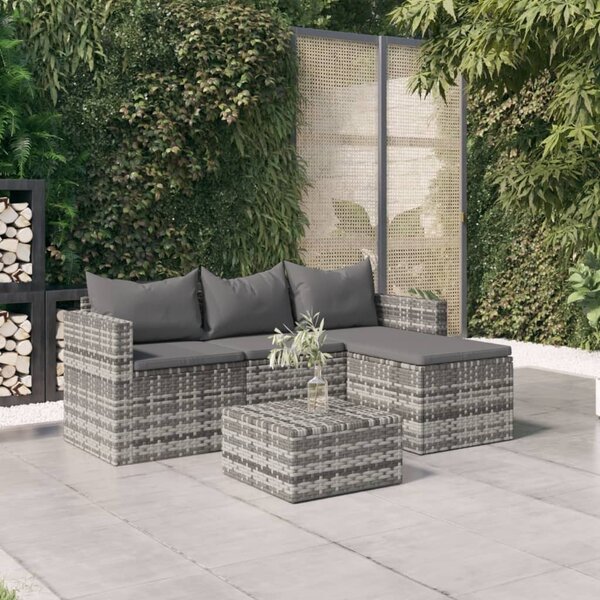 Maison Exclusive – 3-dielna záhradná súprava s vankúšmi, sivá, polyratan