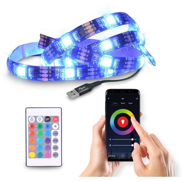 Solight WM58 - LED RGB Pásik pre TV LED/6W/5V Wi-Fi Tuya + diaľkové ovládanie 0,5m