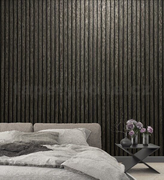 Vliesové tapety na stenu Botanica 33961, rozmer 10,05 m x 0,53 m, obkladové panely dub sivo-čierny, MARBURG