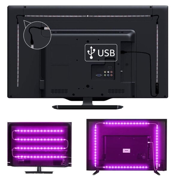 Solight WM58 - LED RGB Pásik pre TV LED/6W/5V Wi-Fi Tuya + diaľkové ovládanie 0,5m