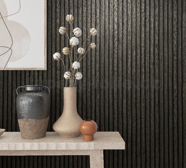 Vliesové tapety na stenu Botanica 33961, rozmer 10,05 m x 0,53 m, obkladové panely dub sivo-čierny, MARBURG