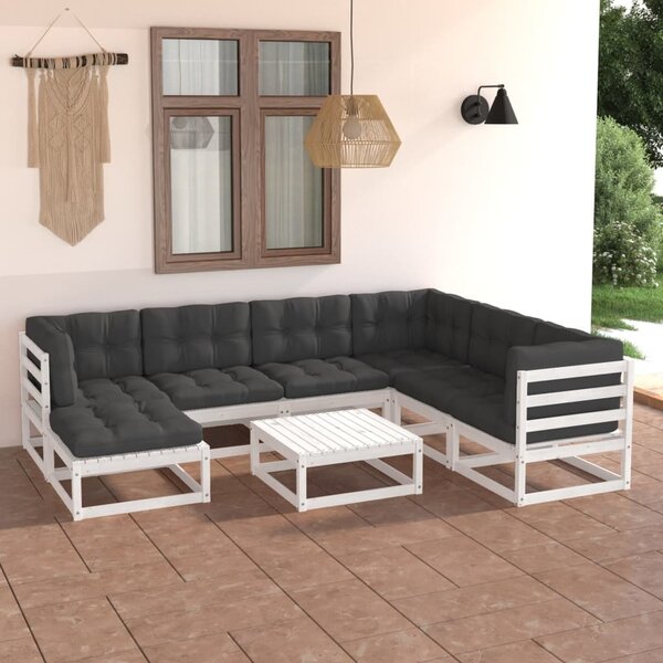 Maison Exclusive - 8-dielna záhradná sedacia súprava+podložky, borovicový masív