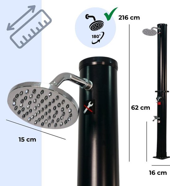 Solárna sprcha DELFINA, 20 l, čierna