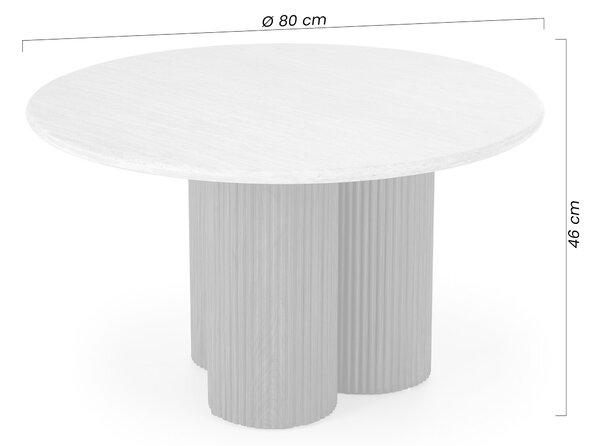 Okrúhly konferenčný stolík Massia 80 cm do obývačky - travertín / orech
