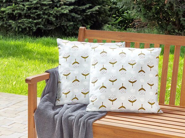 Sada 2 vonkajších vankúšov svetlozelená polyester 45 x 45 cm štvorcová geometrická potlač záhrada terasa