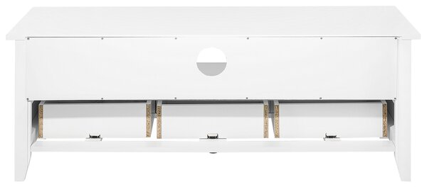 Komoda biela MDF doska drevo 50 x 136 x 49 cm rustikálny elegantný moderný multifunkčný 3 zásuvky 1 oddiel obývačka