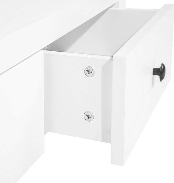 Komoda biela MDF doska drevo 50 x 136 x 49 cm rustikálny elegantný moderný multifunkčný 3 zásuvky 1 oddiel obývačka