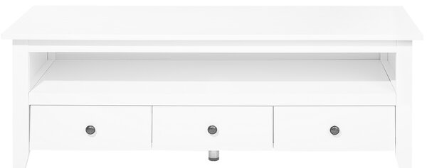 Komoda biela MDF doska drevo 50 x 136 x 49 cm rustikálny elegantný moderný multifunkčný 3 zásuvky 1 oddiel obývačka
