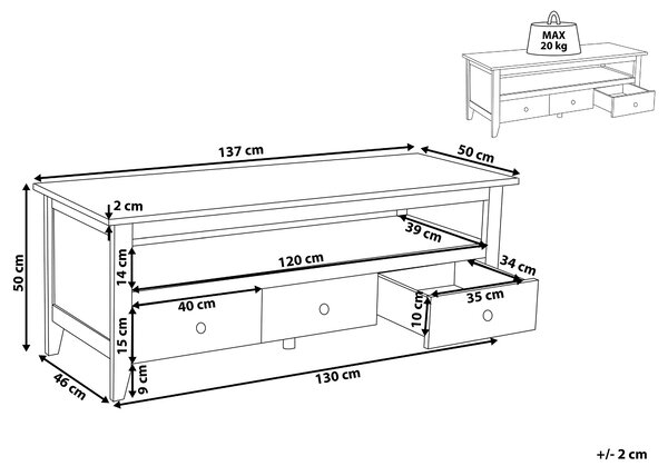 Komoda biela MDF doska drevo 50 x 136 x 49 cm rustikálny elegantný moderný multifunkčný 3 zásuvky 1 oddiel obývačka