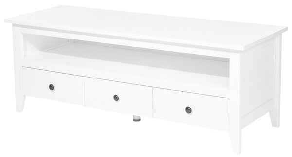 Komoda biela MDF doska drevo 50 x 136 x 49 cm rustikálny elegantný moderný multifunkčný 3 zásuvky 1 oddiel obývačka