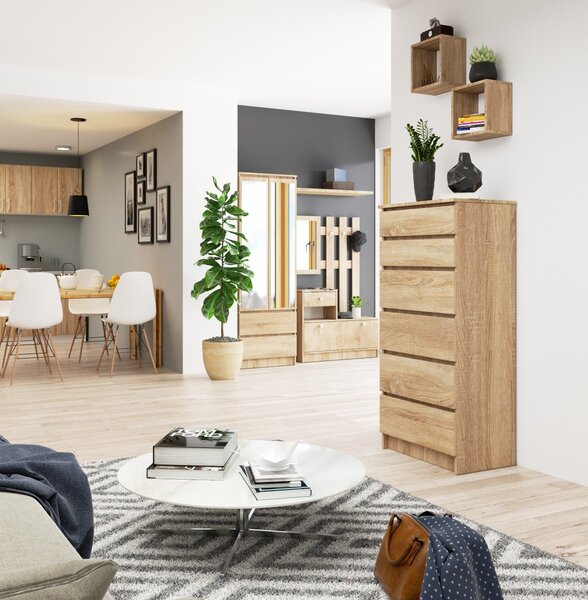 Ak furniture Komoda Kuba 60 cm - 6 zásuviek dub sonoma