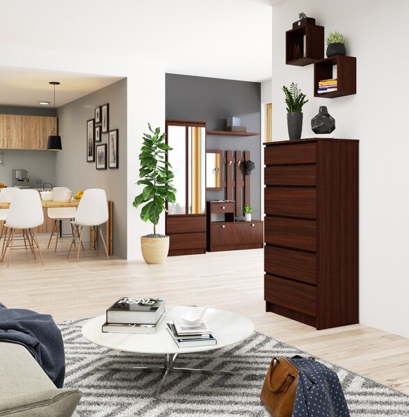 Ak furniture Komoda Kuba 60 cm - 6 zásuviek wenge