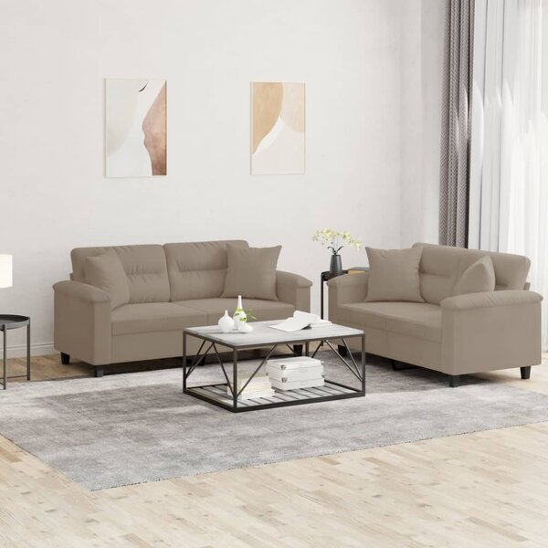 Maison Exclusive – 2-dielna sedacia súprava s vankúšmi, farba taupe, mikrovlákno