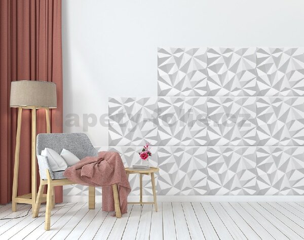 Stropné panely 3D XPS K52, cena za kus, rozmer 50 cm x 50 cm, Zirkon biely, IMPOL TRADE