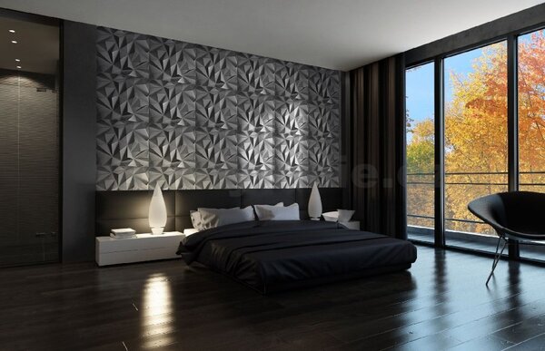 Stropné panely 3D XPS K58, rozmer 50 cm x 50 cm, Zirkon čierny, IMPOL TRADE