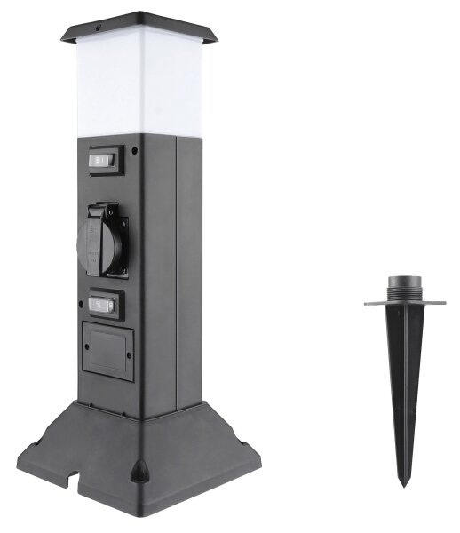 Solight PG05 - Vonkajšia lampa s 2 zásuvkami 1xE14/15W/230V IP44 čierna