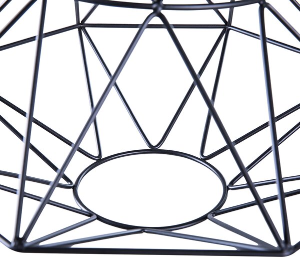 Závesná lampa čierna kovová otvorené tienidlo v tvare diamantu geometrický tvar odhalená žiarovka