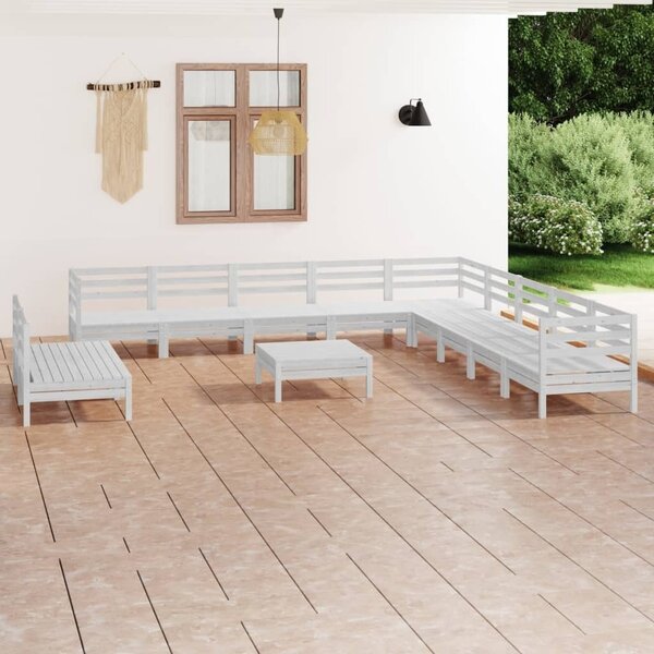 Maison Exclusive - 12-dielna záhradná sedacia súprava, borovicový masív, biela