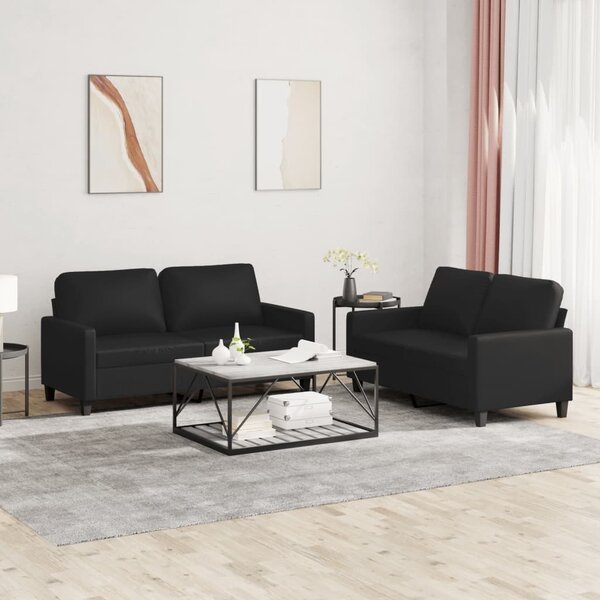 Maison Exclusive – 2-dielna sedacia súprava s vankúšmi, čierna umelá koža