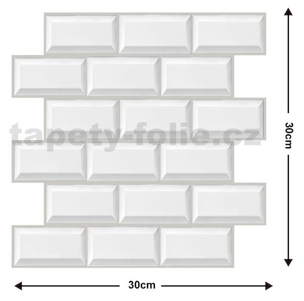 Samolepiace PVC panely 3D panely PCVS06, rozmer 30 x 30 cm, obklad biely, IMPOL TRADE