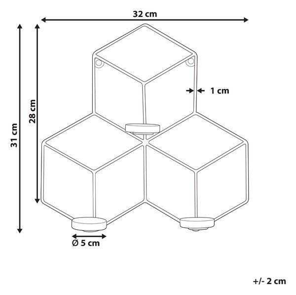 Nástenný svietnik čierny kovový 31 cm moderný geometrický držiak na sviečky bytová dekorácia
