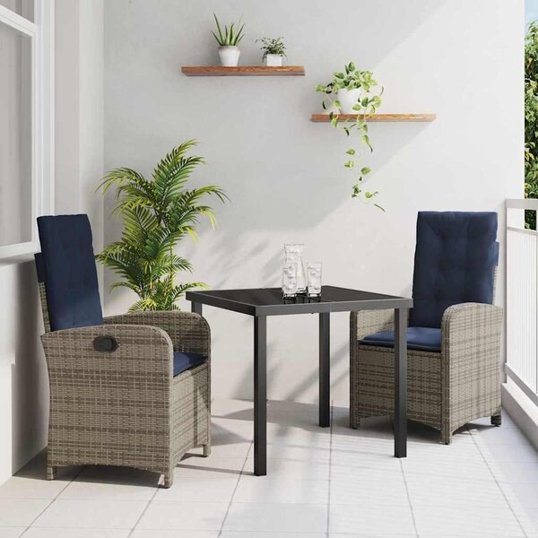 Maison Exclusive – Záhradná jedálenská súprava, 3 kusy, sivý polyratan