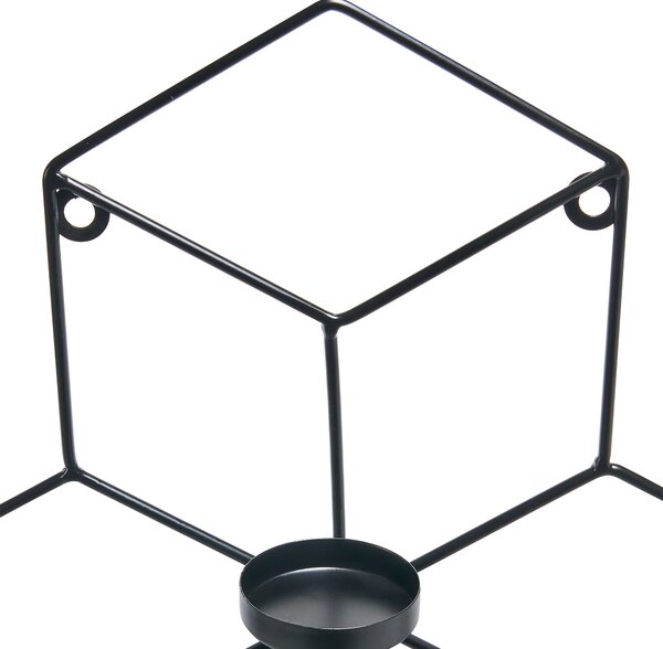 Nástenný svietnik čierny kovový 31 cm moderný geometrický držiak na sviečky bytová dekorácia