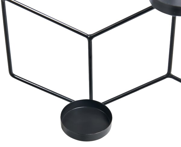 Nástenný svietnik čierny kovový 31 cm moderný geometrický držiak na sviečky bytová dekorácia